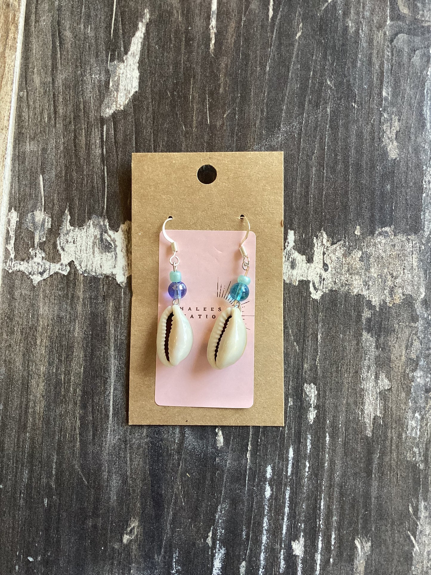 Short Beaded Seashell Earrings