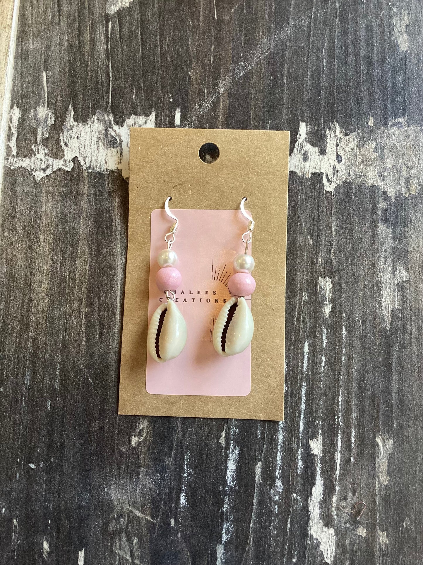 Short Pearl Seashell Earrings