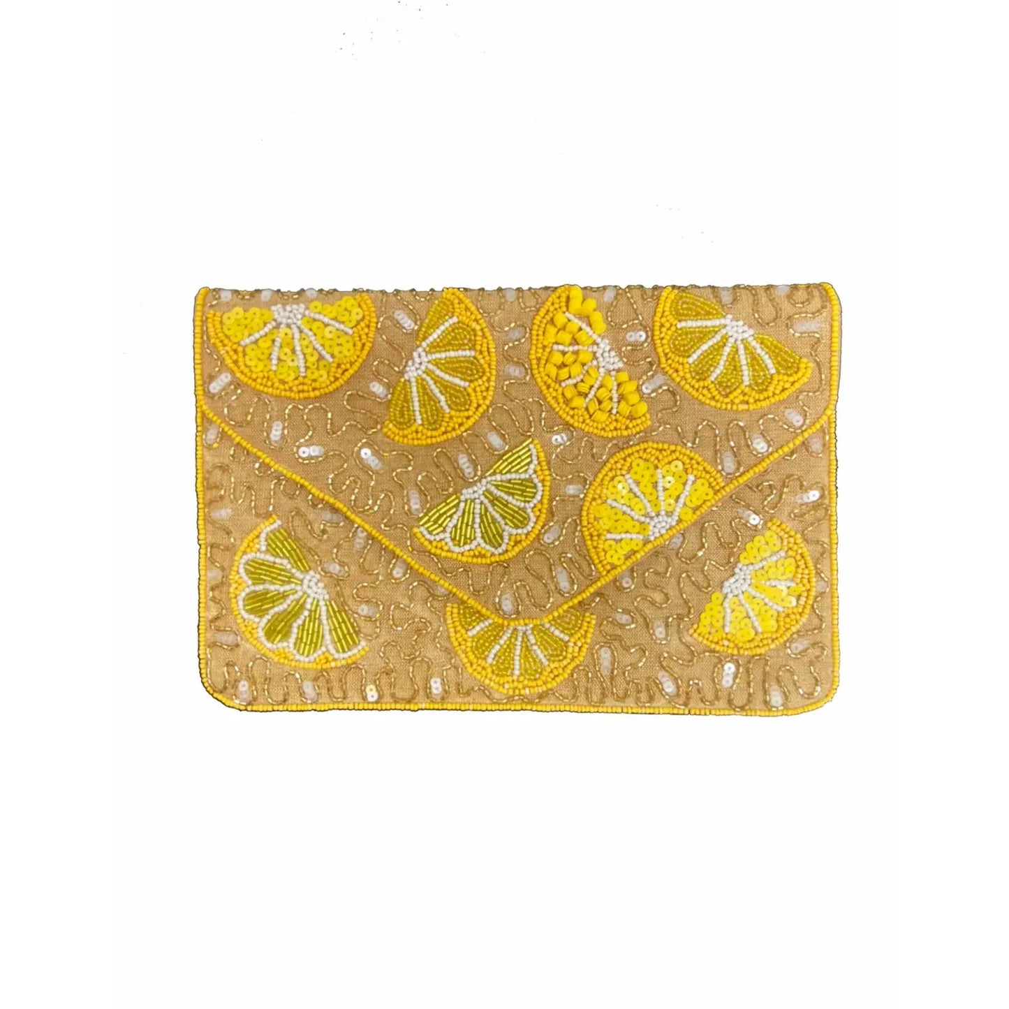 Lemon Beaded Clutch