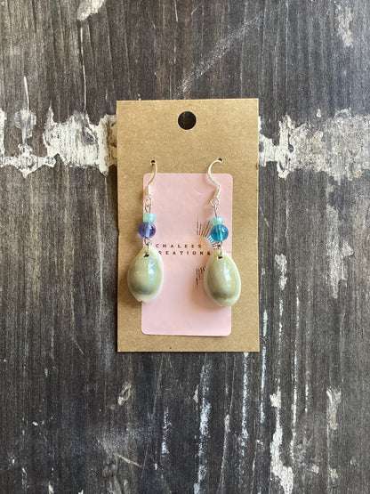 Short Beaded Seashell Earrings