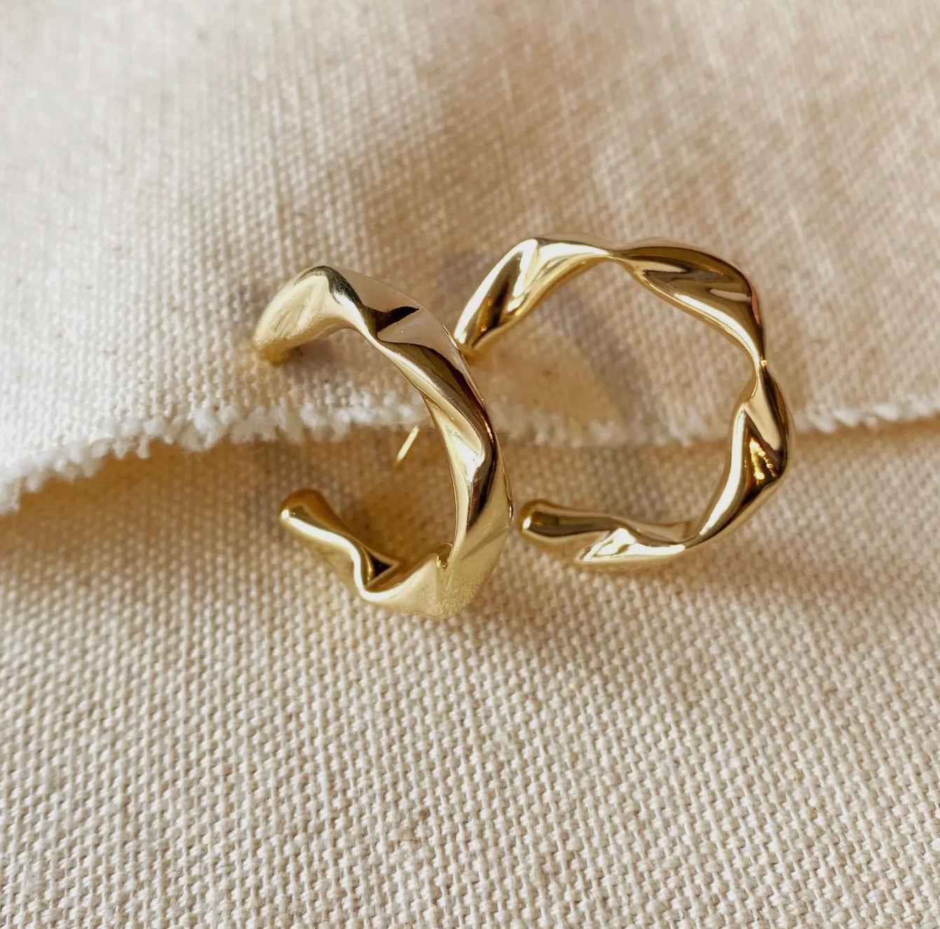 Gold Crimped Hoops