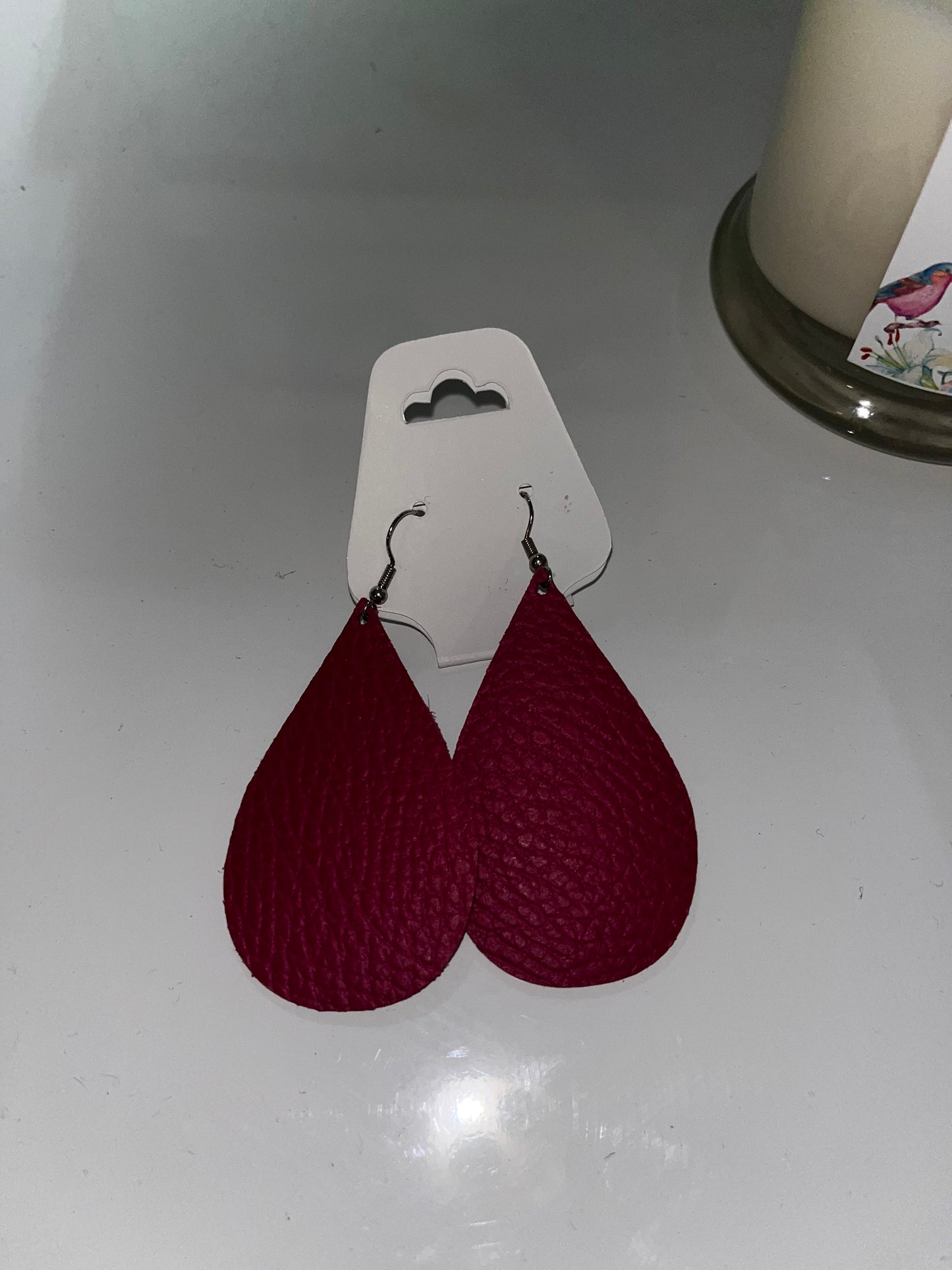 Oval Leather  Earrings